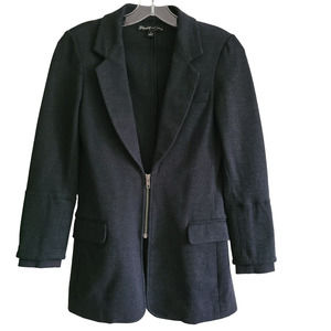 ELIZABETH & JAMES Zip Front Heavyweight Knit Jacket‎ Blazer Dark Gray Women's 0